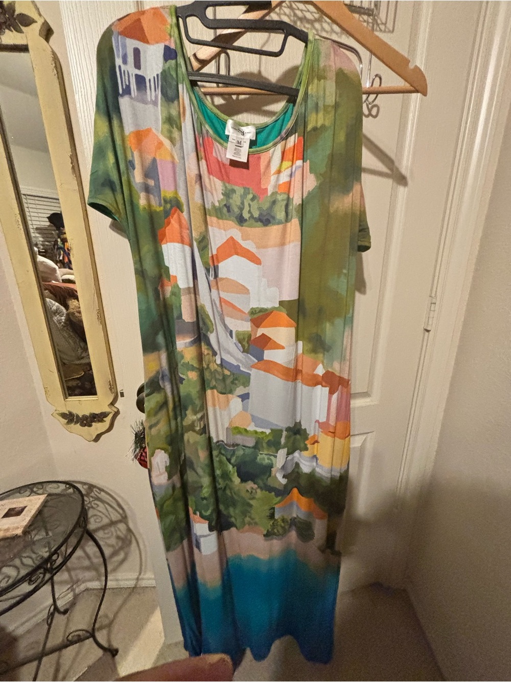 Sassy Jones Multicolor Scenic Maxi Dress - Green, Blue & Orange